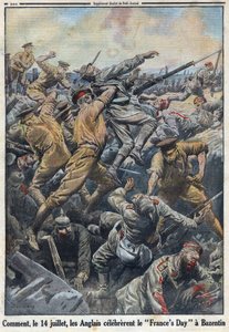Első világháború 1914-1918 (14-18. háború). A krétai Bazentin csata 1916. július 13-án és 14-én, ahol az angolok szembeszálltak a német hadsereggel. A „Le Petite Journal”-ban, 1916.08.06. Magángyűjtemény alkotó: Anonymous Anonymous