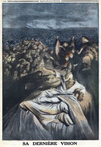 Első világháború 1914-1918 (14-18. háború). Az osztrák I. Ferenc József (1830-1916) halála. Az itt bemutatott legújabb látomása bűnössé teszi őt minden elkövetett hírhedt bűnben. A "" Le Petité Journalban" alkotó: Anonymous Anonymous