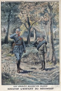 Első világháború 1914-1918 (14-18. háború). A fiatal orosz katona Ignatof egy francia hadsereg ezredében. A „Le Petité Journal”-ban, 1916.05.21. Magángyűjtemény alkotó: Anonymous Anonymous