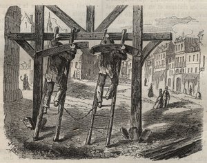 Forcats asztalosok a Toulon Bagne-ban a 19. században. Pierre Zaccone (1817-1895) (Colonia Penale - Büntetőtelep) metszet az „Elítéltek története a megalkotásuktól napjainkig” című könyvébe (1877). Magángyűjtemény. alkotó: Anonymous Anonymous