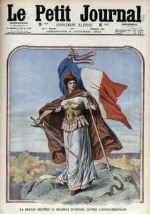 Franciaország (Marianne) védi a nemzeti zászlót a hazafiellenesség ellen – „Le Petit Journal” 1909. október alkotó: Anonymous Anonymous
