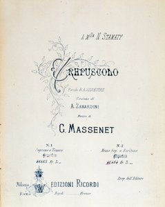 A Crepuscule frontispice, Jules Massenet 5. pásztorkölteménye alkotó: Anonymous Anonymous