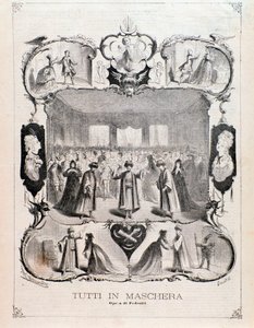 Frontispiece a Tutti maszkos kottájából, Carlo Pedrotti operája alkotó: Anonymous Anonymous