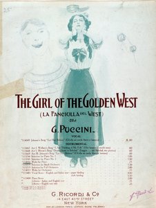 Puccini The Girl of the West című zenéjének frontképe alkotó: Anonymous Anonymous