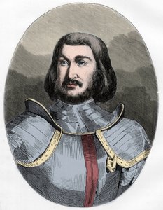 Gilles de Laval, Rais ura (1404-1440) - Gilles de Rais (Retz ou Rays) (1404-1440), Joan of Arc társának portréja - Metszet 1863-ból a „Vörös könyv – Histoire De L