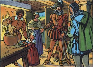 Henrik IV és a csirke a fazékban. Névtelen illusztráció a „Franciaország uralkodóinak és államfőinek gyűjteményében”. 20. század. Magángyűjtemény. alkotó: Anonymous Anonymous