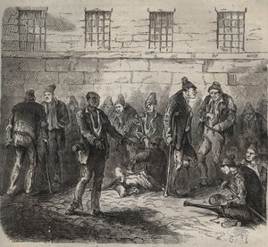 Gyenge erők a Toulon Bagne-nál a 19. században. Pierre Zaccone (1817-1895) (Colonia Penale - Büntetőtelep) metszet az „Elítéltek története a megalkotásuktól napjainkig” című könyvébe (1877). Magángyűjtemény. alkotó: Anonymous Anonymous