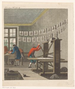 Nyomda belseje, 1750-1850 körül (metszet) alkotó: Anonymous Anonymous