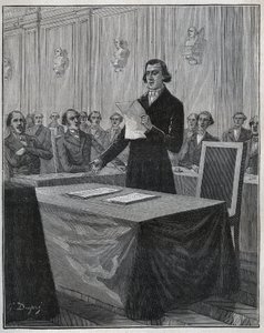 Jean Baptiste (Jean-Baptiste) Andre Dumas (1800-1884) francia kémikus bemutatta a Tudományos Akadémiának Ruolz és Elkington találmányáról szóló jelentését. Metszet 1885-ből Adolphe BITARD „” Les arts et metiers illustres” című könyvébe. alkotó: Anonymous Anonymous