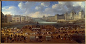 Le Pont Neuf a Place Dauphine bejárata felől nézve, a hídon egy kortézs átjárója 1669-ben Anonymous festmény. Nap. 0,81x1,62 m Párizs, Carnavalet múzeum alkotó: Anonymous Anonymous