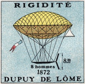 Les balloons: ballon haubanne, Henri Dupuy de Lome (1816-1885) 1872-ben. Névtelen illusztráció 1925-ből. Magángyűjtemény. alkotó: Anonymous Anonymous
