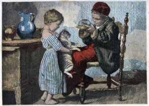 Les trennes de Minou. Metszet a 19. század végéről. Magángyűjtemény. alkotó: Anonymous Anonymous