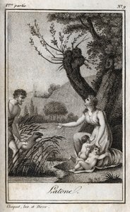 Leto, Letone, Latona, 1819-es metszete Charles Albert Demoustier (1760-1801) „Levelek Emilie-nek a mitológiáról” című könyvében. Magángyűjtemény. alkotó: Anonymous Anonymous