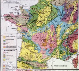 Franciaország térképe: Geológiai Franciaország - „” Atlas scolaire”-ben” alkotó: Anonymous Anonymous