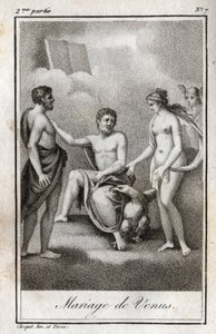 Házasság a Mars és a Vénusz között. Metszet 1819-ből Charles Albert Demoustier (1760-1801) „Lettres a Emilie sur la mythologie” című művében. Magángyűjtemény. alkotó: Anonymous Anonymous