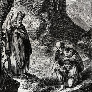 Martial de Limoges vagy Saint Martial (3. század) a kelta nép vezérét, Lemovices-t térítő – 1846-os metszet a „”Szentek élete” c. Magángyűjtemény. alkotó: Anonymous Anonymous