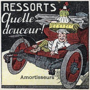 Mechanikus vonóerő: gépkocsi lengéscsillapító rugók. Névtelen illusztráció 1925-ből. Magángyűjtemény. alkotó: Anonymous Anonymous