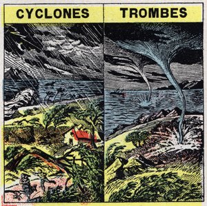 Meteorológia: ciklonok és törzsek (tornádók). 1925 névtelen illusztrációja. Magángyűjtemény. alkotó: Anonymous Anonymous