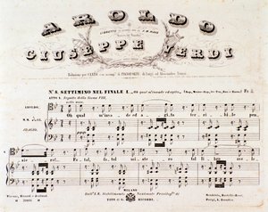Giuseppe Verdi Aroldo-operájának partitúrájának oldala alkotó: Anonymous Anonymous