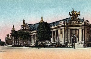 Párizs: az 1900-ban megnyílt Grand Palais külső képe. 1920-ban készült fénykép Párizs város „művészeti albumában”. Magángyűjtemény. alkotó: Anonymous Anonymous