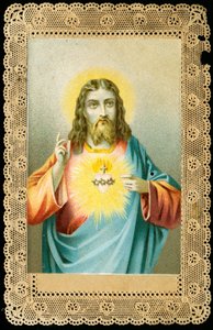 Jámbor kép: Jézus szent szívvel (kromolitográfia) alkotó: Anonymous Anonymous