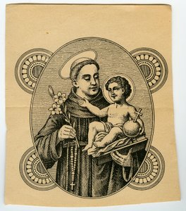 Jámbor kép: Páduai Szent Antal (metszet) alkotó: Anonymous Anonymous