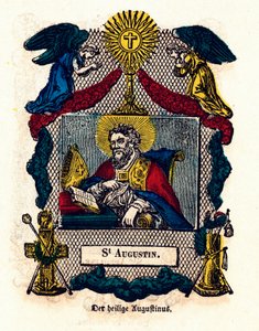 Jámbor kép: Szent Ágoston (Hippói Ágoston (354-430), eveque és egyházdoktor, Szent Ágoston regulája és a hitvallások szerzője). századi magángyűjtemény metszete alkotó: Anonymous Anonymous
