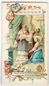 Jámbor kép: Jézus bemutatása a templomban (kromolitográfia) alkotó: Anonymous Anonymous