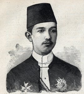 II. Abbász pasa (1874-1944), Egyiptom alkirályának portréja. Metszet a „Le Peute Parisien”-ben alkotó: Anonymous Anonymous