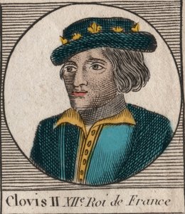 II. Klodvig, a frankok királyának portréja (633-657. vers) - II. Klovisz (634-657 körül), Neustria és Burgundia meroving frank királya (639-657) - metszet a „” Instruction sur l