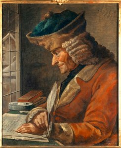 Francois Marie Arouet Voltaire (1694-1778) portréja munkaszekrényében XVIII. századi festészet. Homályos. 0,43 x 0,35 m Párizs, Carnavalet múzeum - Francois Marie Arouet Voltaire (1694-1778) portréja a dolgozószobájában. 18. központ festménye. 0,43 x 0,35  alkotó: Anonymous Anonymous