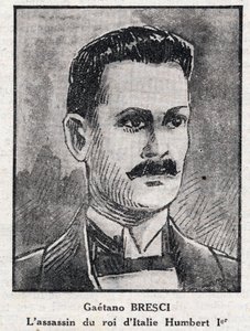 Gaetano Bresci (1869-1901), olasz anarchista portréja, aki meggyilkolta I. Humbert királyt (I. Umberto) alkotó: Anonymous Anonymous