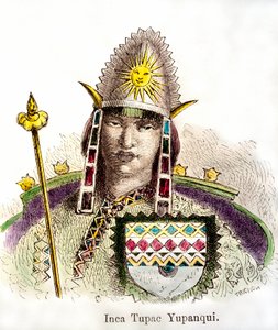 Tupac Yupanqui (regnáns 1471-1493) inka császár portréja. 19. századi metszet Magángyűjtemény alkotó: Anonymous Anonymous