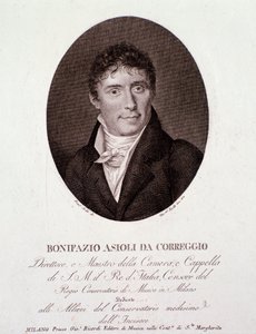 Bonifazio Asioli olasz zeneszerző portréja (1769-1832) Metszet. 19. század. Magángyűjtemény alkotó: Anonymous Anonymous
