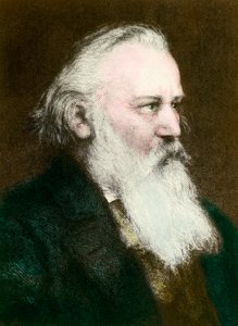 Johannes Brahms (1833-1897) német zeneszerző portréja”” Metszet a 19. századról Magángyűjtemény alkotó: Anonymous Anonymous