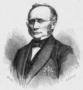 Ludwig Windthorst (1812-1891) német katolikus politikus portréja. Louis-Eugene (Louis Eugene) Louvet „Katholikus missziók a XIX. században” című metszetébe. magángyűjtemény. alkotó: Anonymous Anonymous