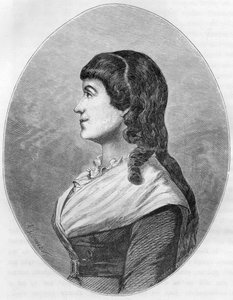 Manon Roland portréja, „Madame Roland” (1754-1793), sz. Jeanne-Marie (Jeanne Marie) Philippon, Roland de La Platiere felesége – 1863-as metszet a „Le Livre Rouge – Histoire De L