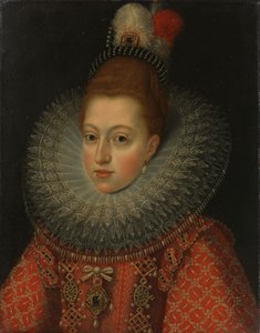 Osztrák Margit (1584-1611) spanyol királynő portréja, 1600 körül (olaj, réz) alkotó: Anonymous Anonymous