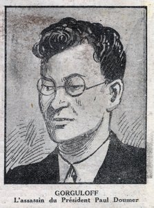 Paul Gorgulov vagy Gorguloff (1895-1932), Paul Doumer francia elnök (1857-1932) bérgyilkosának portréja. Metszet a "L