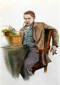 Thomas Edison (1847-1931) amerikai fizikus portréja. Metszet 1900 körül. Magángyűjtemény alkotó: Anonymous Anonymous