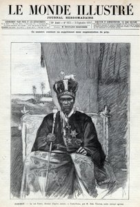 I. Tofa (Toffa) (körülbelül 1850-1908), Dahomey (Benin) királyának portréja Porto Novo-ba (Porto-Novo). Egy újság. Metszet az 1892-es „Le monde illustree”-ben. Magángyűjtemény. alkotó: Anonymous Anonymous