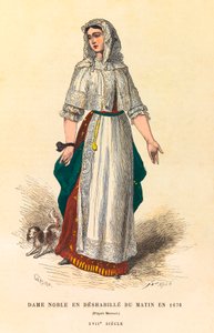 Reggeli ruhás nemes hölgy portréja 1676-ban, metszet - magángyűjtemény alkotó: Anonymous Anonymous