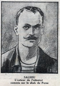 Az anarchista Francois Salsou portréja, aki augusztus 2-án Párizsban megtámadta Muzaffar ad Din perzsa sahját (Muzaffar ad Din). alkotó: Anonymous Anonymous