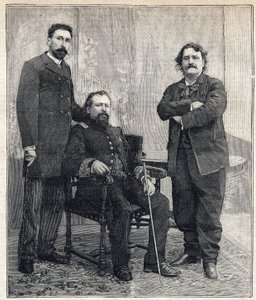A három „akadémikus” portréja: Marius Tournade, Achille Le Roy és Maxime Lisbon (1839-1905), akik nevetségessé akarták tenni a Francia Akadémiát. Metszet a „” Le Petit Parisien”-ben, 1893.06.04. alkotó: Anonymous Anonymous