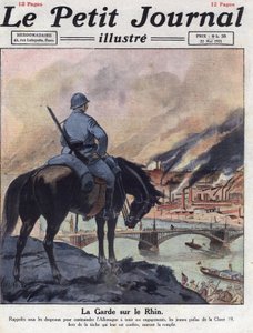 Háború után (a háború után): Az első világháború egykori emberei visszatérnek a Rajnához, hogy biztosítsák, hogy Németország teljesítse a londoni konferencián vállalt kötelezettségeit. Az illusztráció az 1921.05.22-i „” Le petit Journal illustrious”” című  alkotó: Anonymous Anonymous