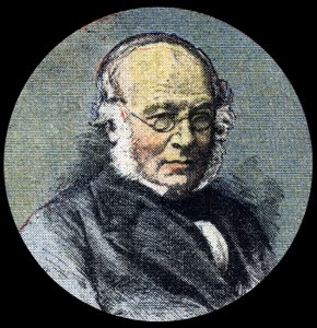 Postatörténet: Sir Rowland Hill portréja (1795-1879), az 1839-es postareform kiindulópontjánál. A „” Le petit journal” részlete 1920.04.15-től. Magángyűjtemény alkotó: Anonymous Anonymous
