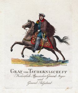 Alekszandr Ivanovics Csernyicsev herceg vagy Csernyicsov vagy Csernyicsev - Alekszandr Ivanovics Csernyishov gróf portréja (1786-1857) - Névtelen - 1813 - Aquatint - 25,6x22 - Magángyűjtemény alkotó: Anonymous Anonymous