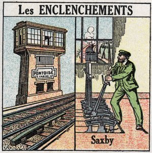 Vasutak: biztosítórendszer. Egy Saxby egyedi emelős állomást használó vasút. Névtelen illusztráció 1925-ből. Magángyűjtemény. alkotó: Anonymous Anonymous