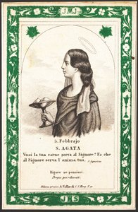 Szent Agatha Jámbor képének ábrázolása. Képeslap. 20. század eleje. Magángyűjtemény alkotó: Anonymous Anonymous