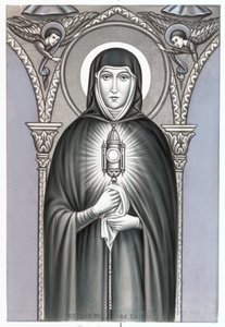 Assisi Szent Claire (Chiara) (kb. 1192-1253), a Clares Pious képmás vallási rendjének alapítója ábrázolása. A 20. századi magángyűjtemény debütálása alkotó: Anonymous Anonymous